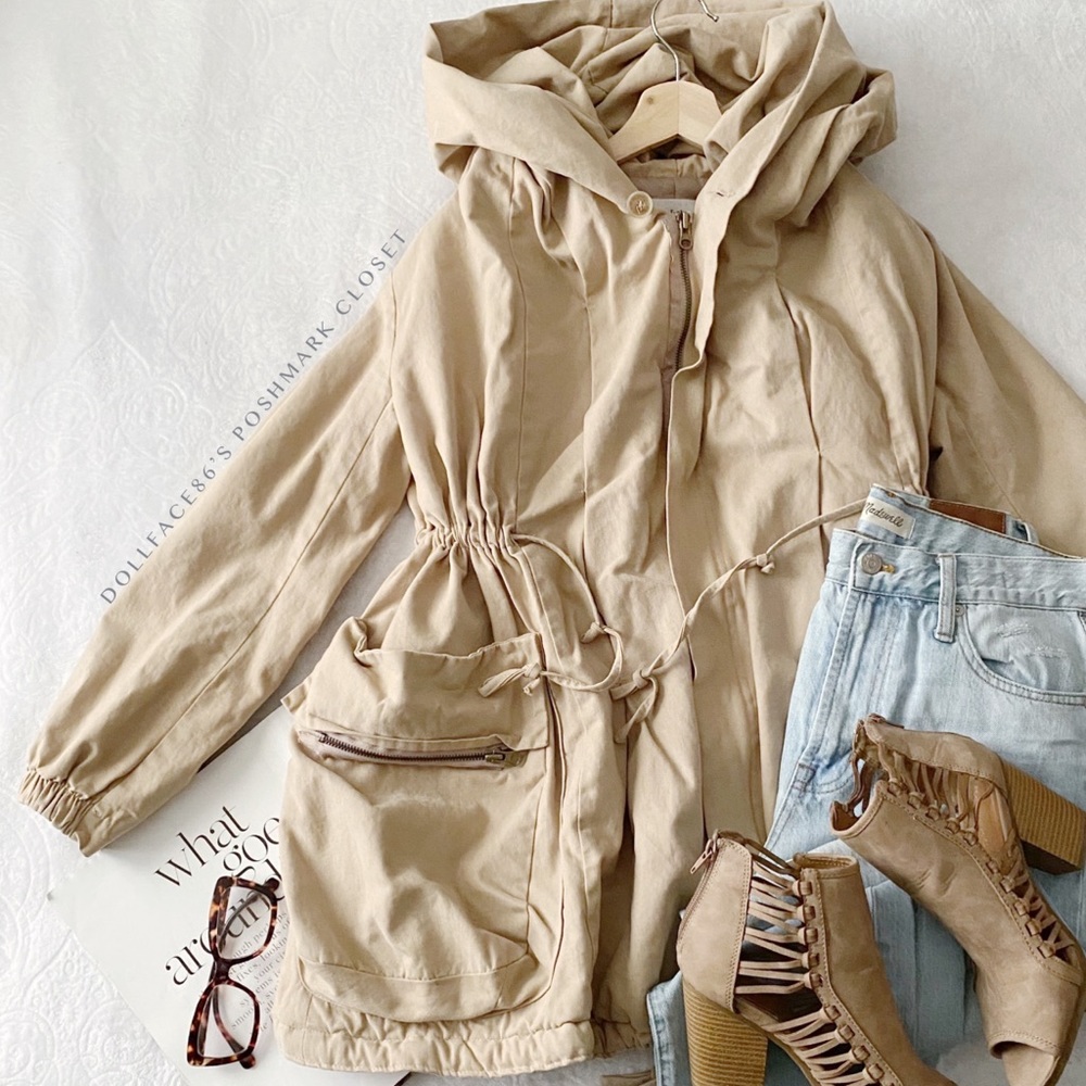 Oversized Cozy Khaki Hooded Jacket